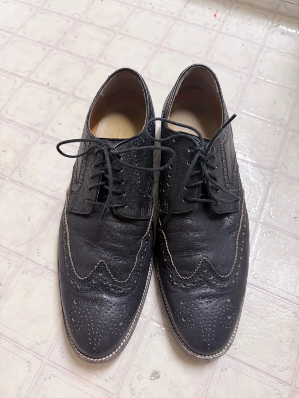 Cole Haan Men's Black Leather Wingtip Oxfords